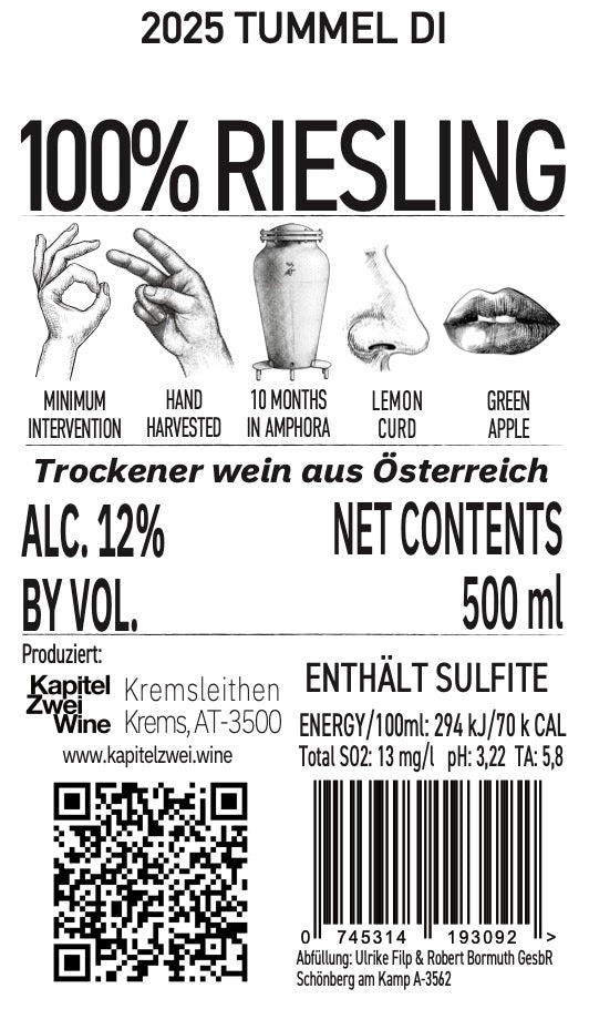 2025 Tummel Di - Kapitel Zwei Wine (500ml)